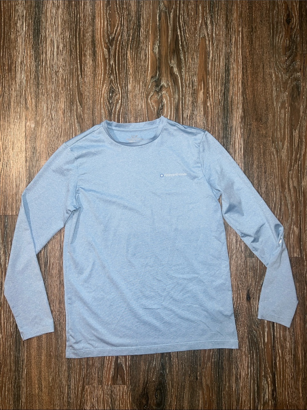 Kids Vineyard Vines Light Blue Long-Sleeve Performance Tee medium